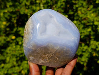 Polished Blue Lace Agate Standing Free Forms x 2 From Malawi - Toprock Gemstones and Minerals