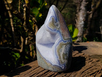 Polished Blue Lace Agate Standing Free Forms x 2 From Malawi - Toprock Gemstones and Minerals