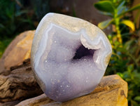 Polished Blue Lace Agate Standing Free Forms x 2 From Malawi - Toprock Gemstones and Minerals