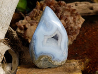 Polished Blue Lace Agate Standing Free Forms x 2 From Malawi - Toprock Gemstones and Minerals