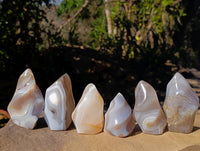 Polished Banded Agate Flames x 6 From Madagascar - Toprock Gemstones and Minerals