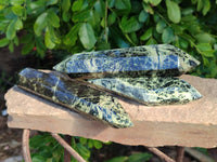 Polished Leopard Stone Double Terminated Points x 3 From Zimbabwe - Toprock Gemstones and Minerals