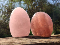Polished Rose Quartz Standing Free Forms x 2 From Madagascar - Toprock Gemstones and Minerals