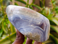 Polished Blue Lace Agate Standing Free Forms x 2 From Malawi - Toprock Gemstones and Minerals