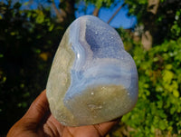 Polished Blue Lace Agate Standing Free Forms x 2 From Malawi - Toprock Gemstones and Minerals