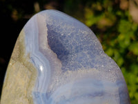 Polished Blue Lace Agate Standing Free Forms x 2 From Malawi - Toprock Gemstones and Minerals