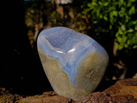 Polished Blue Lace Agate Standing Free Forms x 2 From Malawi - Toprock Gemstones and Minerals