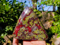 Polished Bastite Dragon Bloodstone Standing Free Forms x 2 From South Africa - Toprock Gemstones and Minerals
