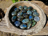 Polished Labradorite Palm Stones x 20 From Tulear, Madagascar - Toprock Gemstones and Minerals