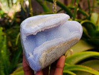 Polished Blue Lace Agate Standing Free Forms x 2 From Malawi - Toprock Gemstones and Minerals