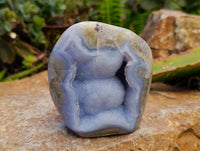 Polished Blue Lace Agate Standing Free Forms x 2 From Malawi - Toprock Gemstones and Minerals