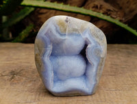 Polished Blue Lace Agate Standing Free Forms x 2 From Malawi - Toprock Gemstones and Minerals