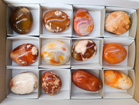 Polished Carnelian Agate Palm Stones x 12 From Madagascar - Toprock Gemstones and Minerals