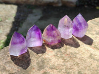 Polished Window Amethyst Crystals x 12 From Madagascar - Toprock Gemstones and Minerals