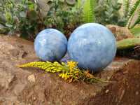 Polished Blue Calcite Spheres x 2 From Madagascar - Toprock Gemstones and Minerals