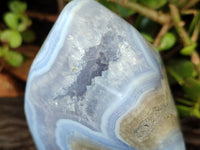 Polished Blue Lace Agate Standing Free Forms x 2 From Malawi - Toprock Gemstones and Minerals