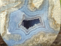 Polished Blue Lace Agate Standing Free Forms x 2 From Malawi - Toprock Gemstones and Minerals