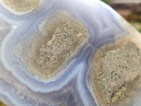 Polished Blue Lace Agate Standing Free Forms x 2 From Malawi - Toprock Gemstones and Minerals