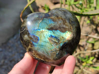 Polished Labradorite Hearts x 2 From Tulear, Madagascar - Toprock Gemstones and Minerals