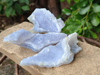 Natural Etched Blue Chalcedony Specimens x 12 From Nsanje, Malawi - Toprock Gemstones and Minerals