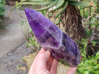 Polished Chevron Amethyst Points x 2 From Zambia - Toprock Gemstones and Minerals