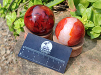 Polished Carnelian Agate Spheres x 4 From Madagascar - Toprock Gemstones and Minerals