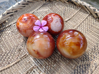 Polished Carnelian Agate Spheres x 4 From Madagascar - Toprock Gemstones and Minerals