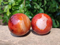 Polished Carnelian Agate Spheres x 4 From Madagascar - Toprock Gemstones and Minerals