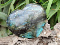 Polished Labradorite Hearts x 2 From Tulear, Madagascar - Toprock Gemstones and Minerals