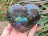 Polished Labradorite Hearts x 2 From Tulear, Madagascar - Toprock Gemstones and Minerals