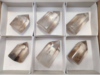 Polished Phantom Smokey Quartz Crystals x 6 From Madagascar - Toprock Gemstones and Minerals