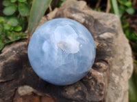 Polished Blue Calcite Spheres x 2 From Madagascar - Toprock Gemstones and Minerals