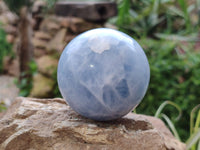 Polished Blue Calcite Spheres x 2 From Madagascar - Toprock Gemstones and Minerals
