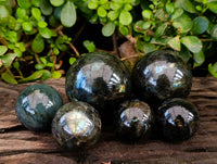 Polished Labradorite Spheres x 6  From Tulear, Madagascar - Toprock Gemstones and Minerals