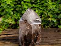 Polished Smokey and Morion Window Quartz Crystals x 2 From Madagascar - Toprock Gemstones and Minerals