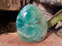 Polished Green Fluorite Standing Free Forms x 2 From Madagascar - Toprock Gemstones and Minerals