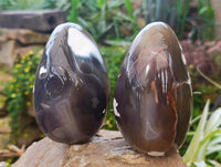 Polished Snow Orca Agate Standing Free Forms x 2 From Madagascar - Toprock Gemstones and Minerals