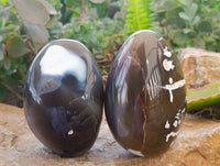 Polished Snow Orca Agate Standing Free Forms x 2 From Madagascar - Toprock Gemstones and Minerals