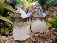 Polished Smokey  Wispy Phantom Quartz Crystals x 6 From Anzojorabe, Madagascar - Toprock Gemstones and Minerals