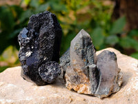 Natural Schorl Black Tourmaline with Hyalite Opal x 6 From Erongo, Namibia - Toprock Gemstones and Minerals
