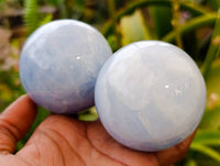 Polished Blue Calcite Spheres x 3 From Madagascar - Toprock Gemstones and Minerals