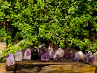 Polished Smokey Window Amethyst Quartz Crystals x 12 From Akansobe, Madagascar - Toprock Gemstones and Minerals