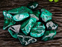 Polished Flower Banded Malachite Free Forms x 12 From Congo - Toprock Gemstones and Minerals