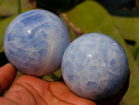 Polished Blue Calcite Spheres x 4 From Madagascar - Toprock Gemstones and Minerals