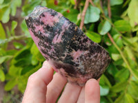 Polished On One Side Rhodonite x 4 Standing Display Pieces from Madagascar - Toprock Gemstones and Minerals