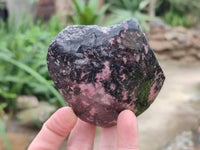 Polished On One Side Rhodonite x 4 Standing Display Pieces from Madagascar - Toprock Gemstones and Minerals