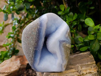 Polished Blue Lace Agate Standing Free Forms x 2 From Nsanje, Malawi - Toprock Gemstones and Minerals
