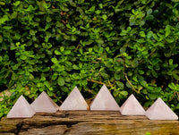 Polished Rose Quartz Pyramids x 6 From Madagascar - Toprock Gemstones and Minerals
