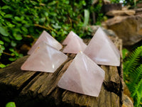 Polished Rose Quartz Pyramids x 6 From Madagascar - Toprock Gemstones and Minerals