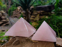 Polished Rose Quartz Pyramids x 6 From Madagascar - Toprock Gemstones and Minerals